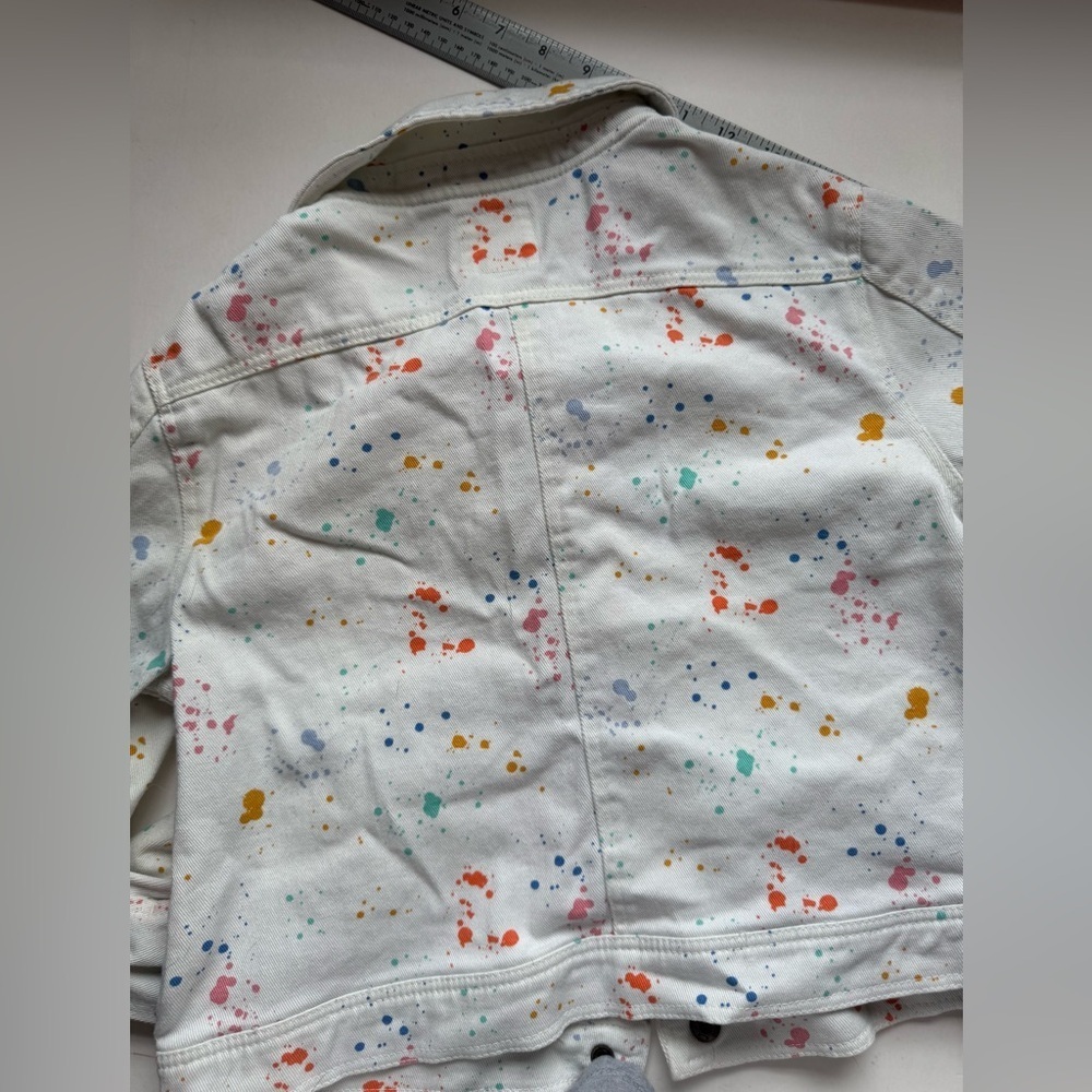 cat & Jack white paint splatter Jean jacket size 10/12 - Picture 3 of 6